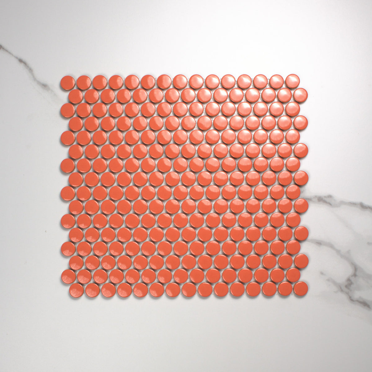 Orange Gloss Porcelain Glazed Penny Round 19mm top view