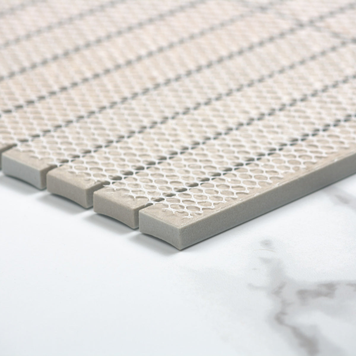 osaka mist blue matt concave finger mosaic 20x145mm angle view