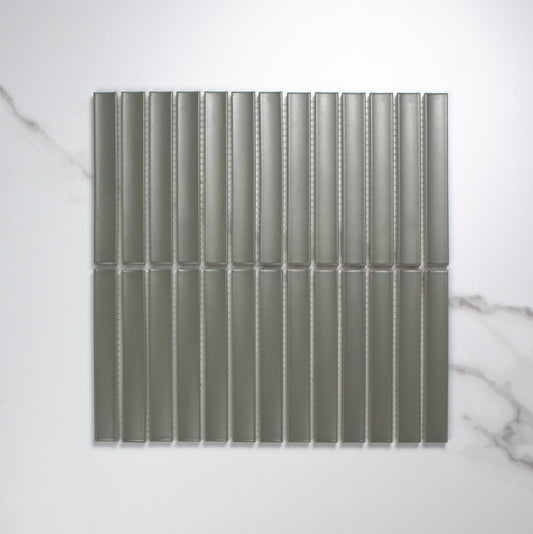 osaka olive leaf matt concave finger mosaic 20x145mm top view