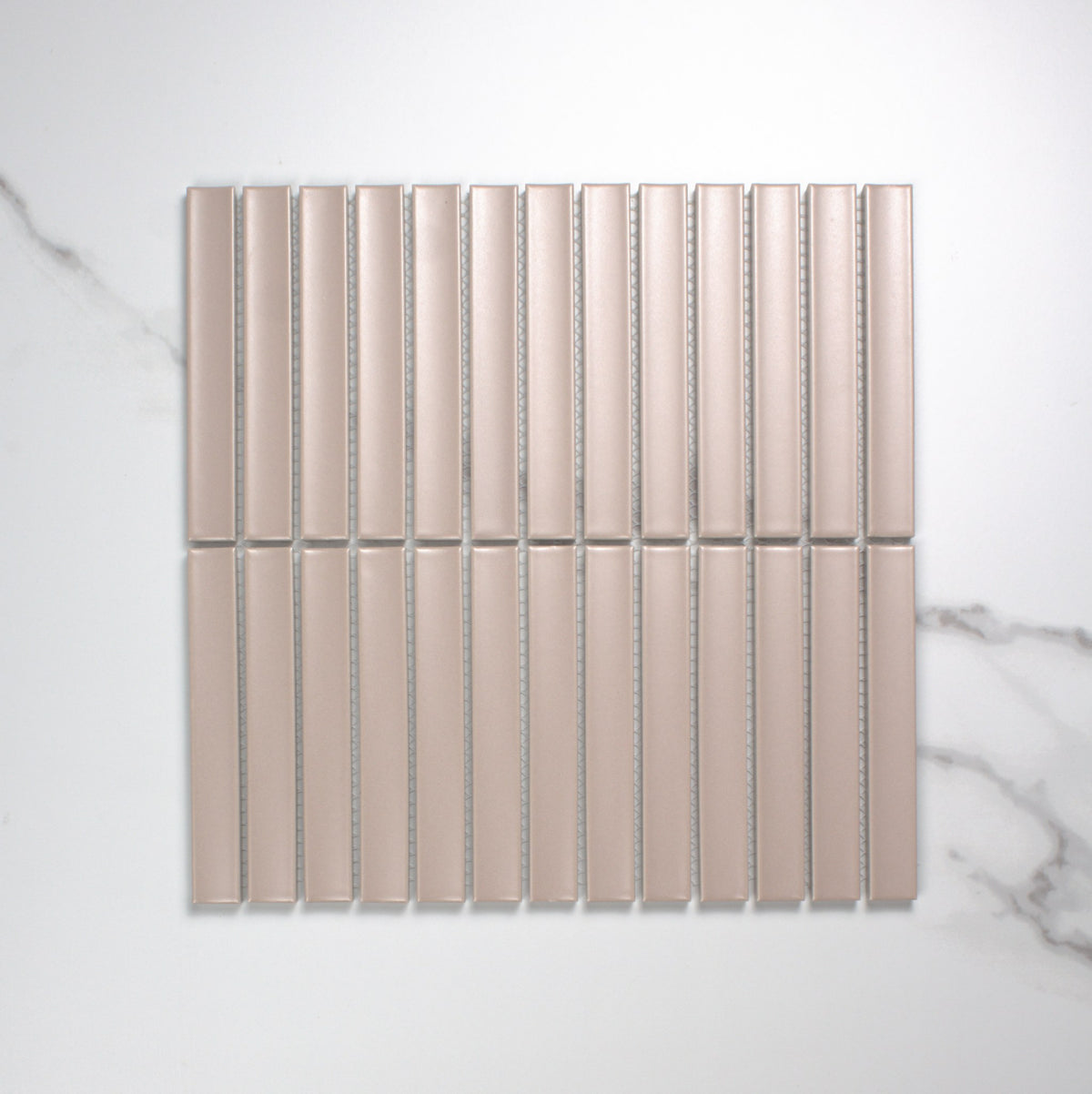 osaka pink clay matt concave finger mosaic 20x145mm top view
