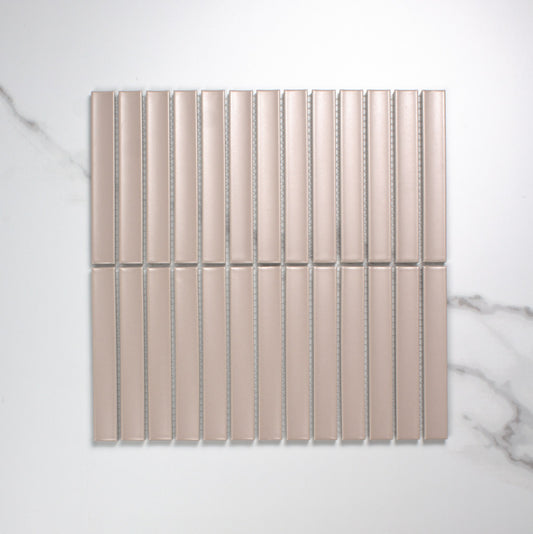 osaka pink clay matt concave finger mosaic 20x145mm top view