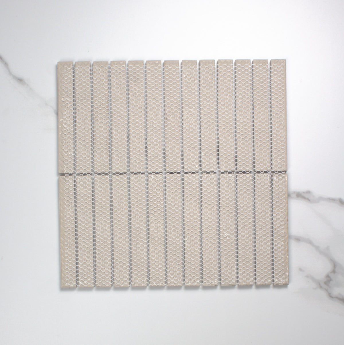 osaka pink clay matt concave finger mosaic 20x145mm top view