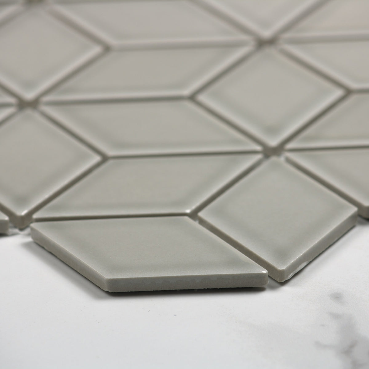 Grey Gloss Cube 48x48mm angle view
