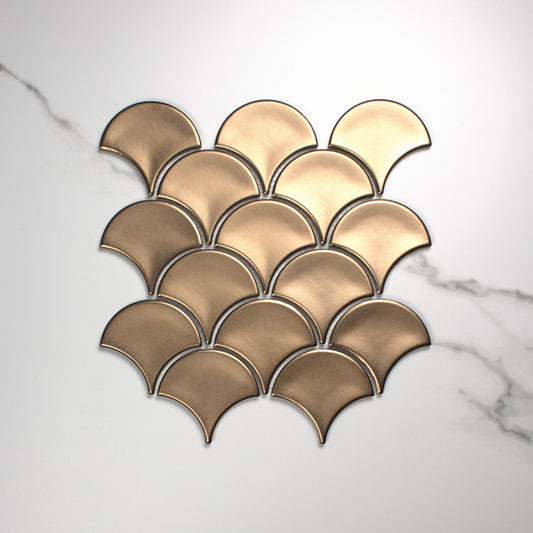 Bronze Metal Plated Matt Porcelain Glazed Fishscale top view