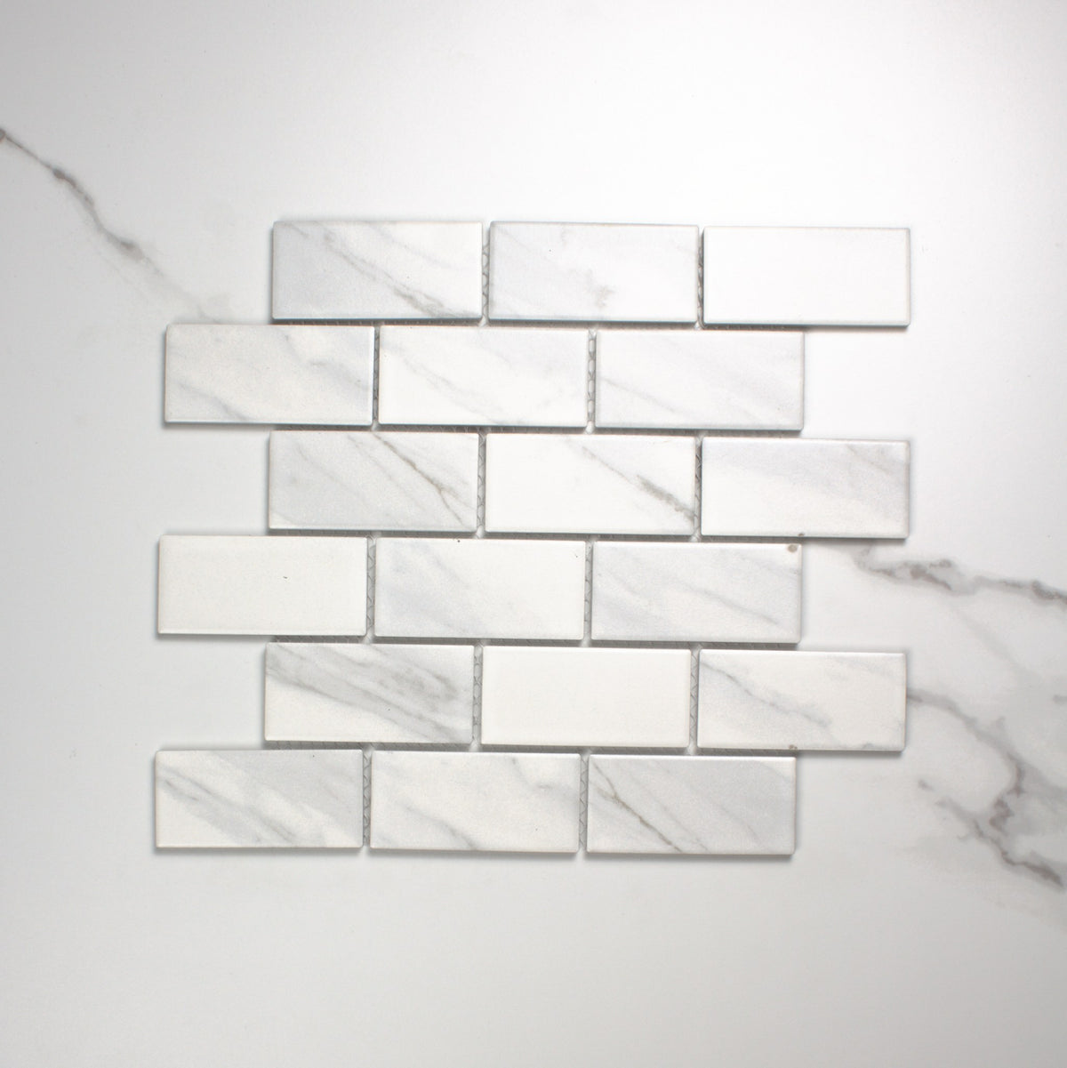 Carrara Look Matt Porcelain Glazed Brickbone 45x95mm top view