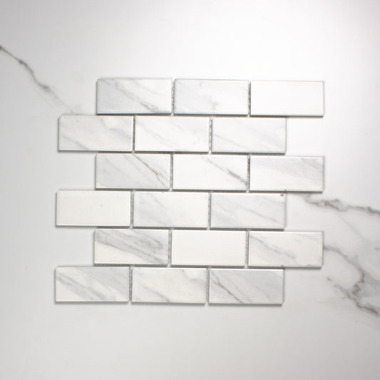 Carrara Look Matt Porcelain Glazed Brickbone 45x95mm top view