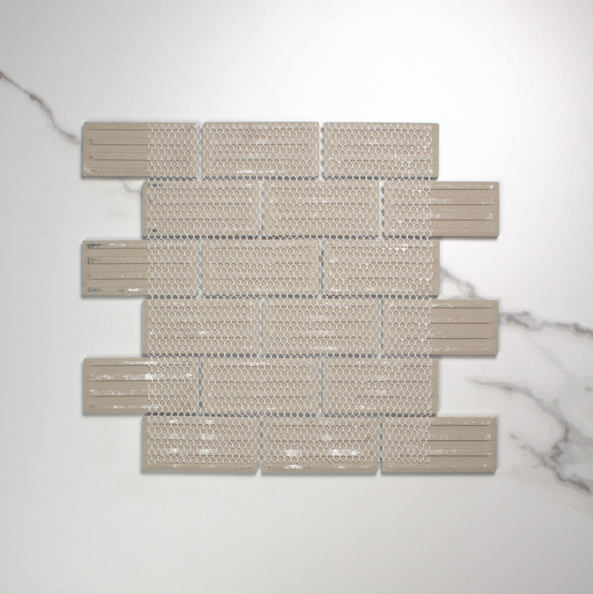 Carrara Look Matt Porcelain Glazed Brickbone 45x95mm top view