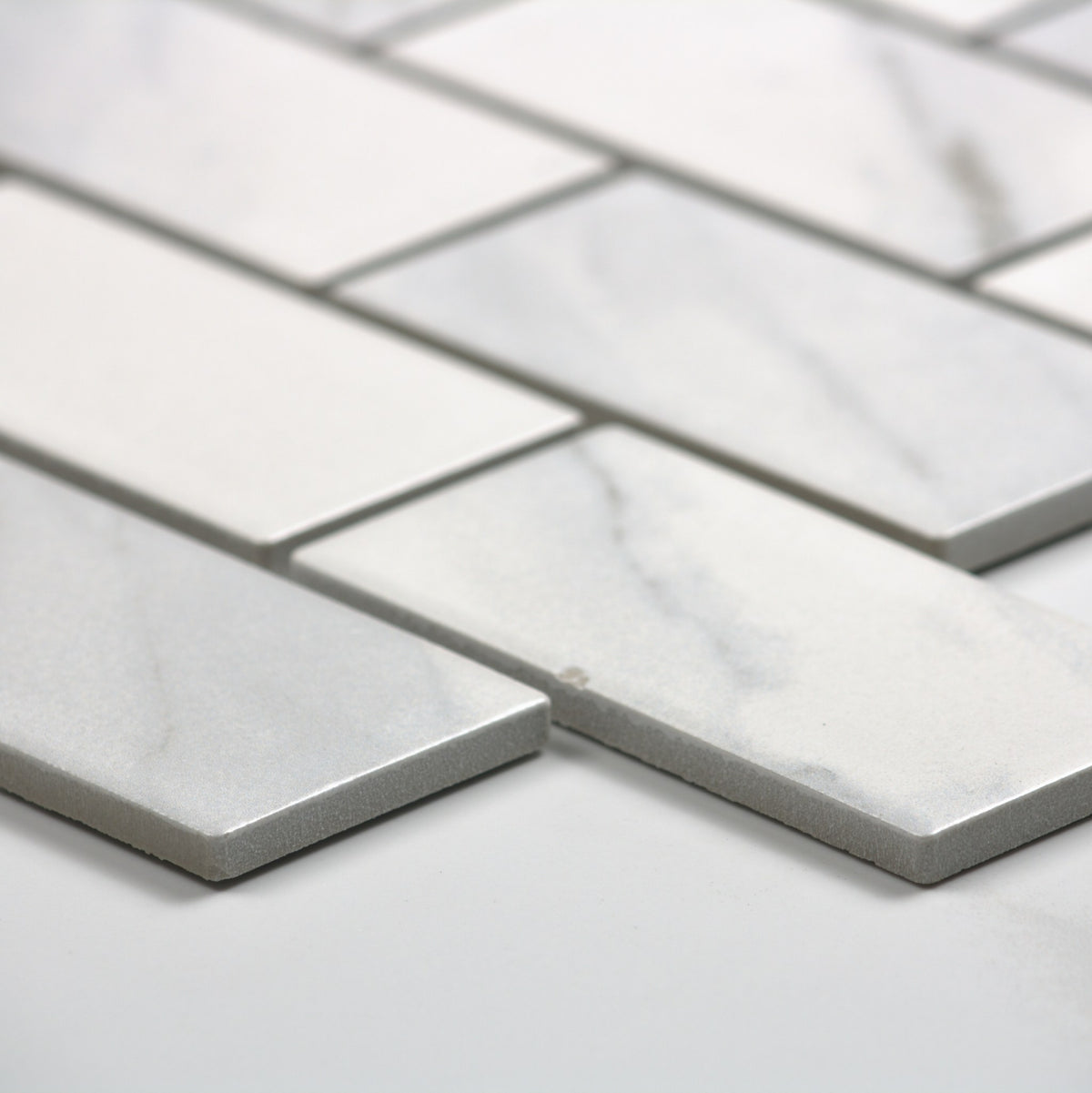 Carrara Look Matt Porcelain Glazed Brickbone 45x95mm angle view