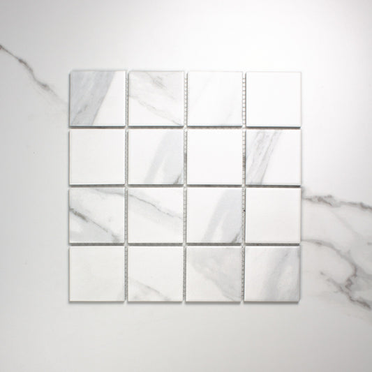Carrara Look Matt Porcelain Glazed Square 73x73mm top view