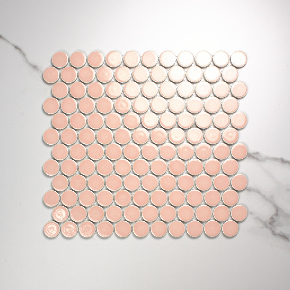 Pink Gloss Porcelain Glazed Penny Round 28mm top view