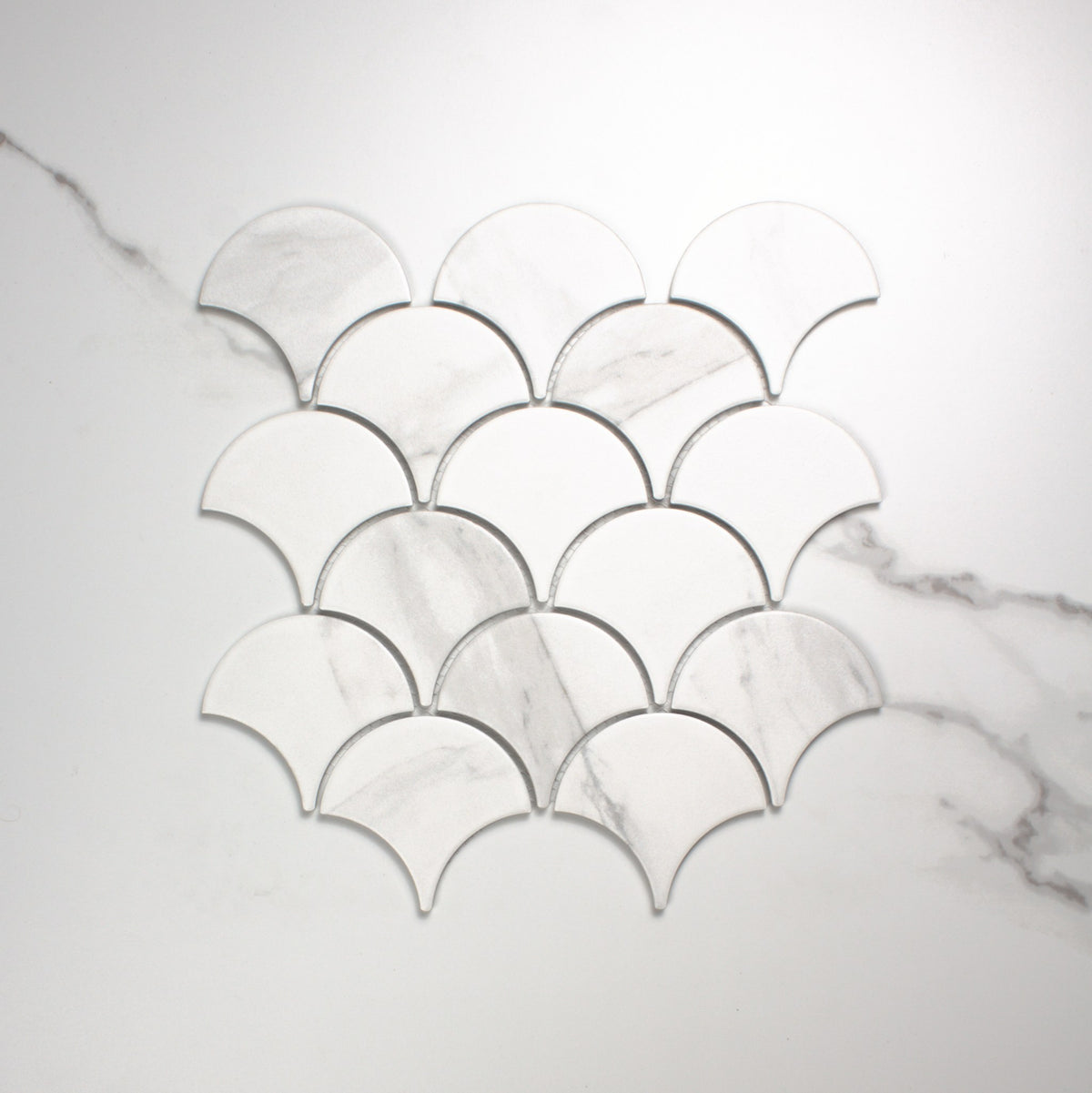 Carrara Look Matt Porcelain Glazed Fishscale 95x87mm top view