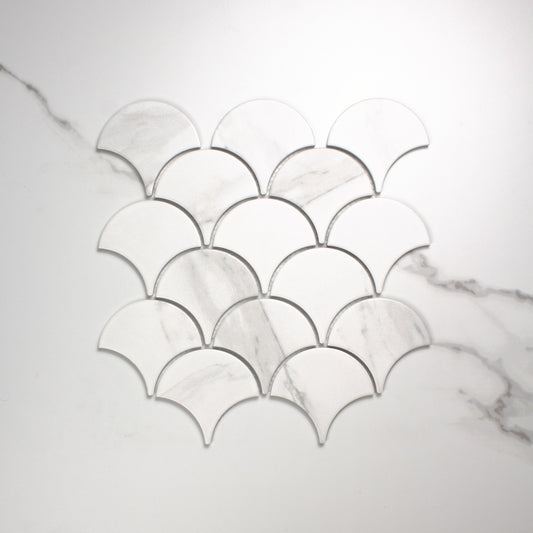 Carrara Look Matt Porcelain Glazed Fishscale 95x87mm top view