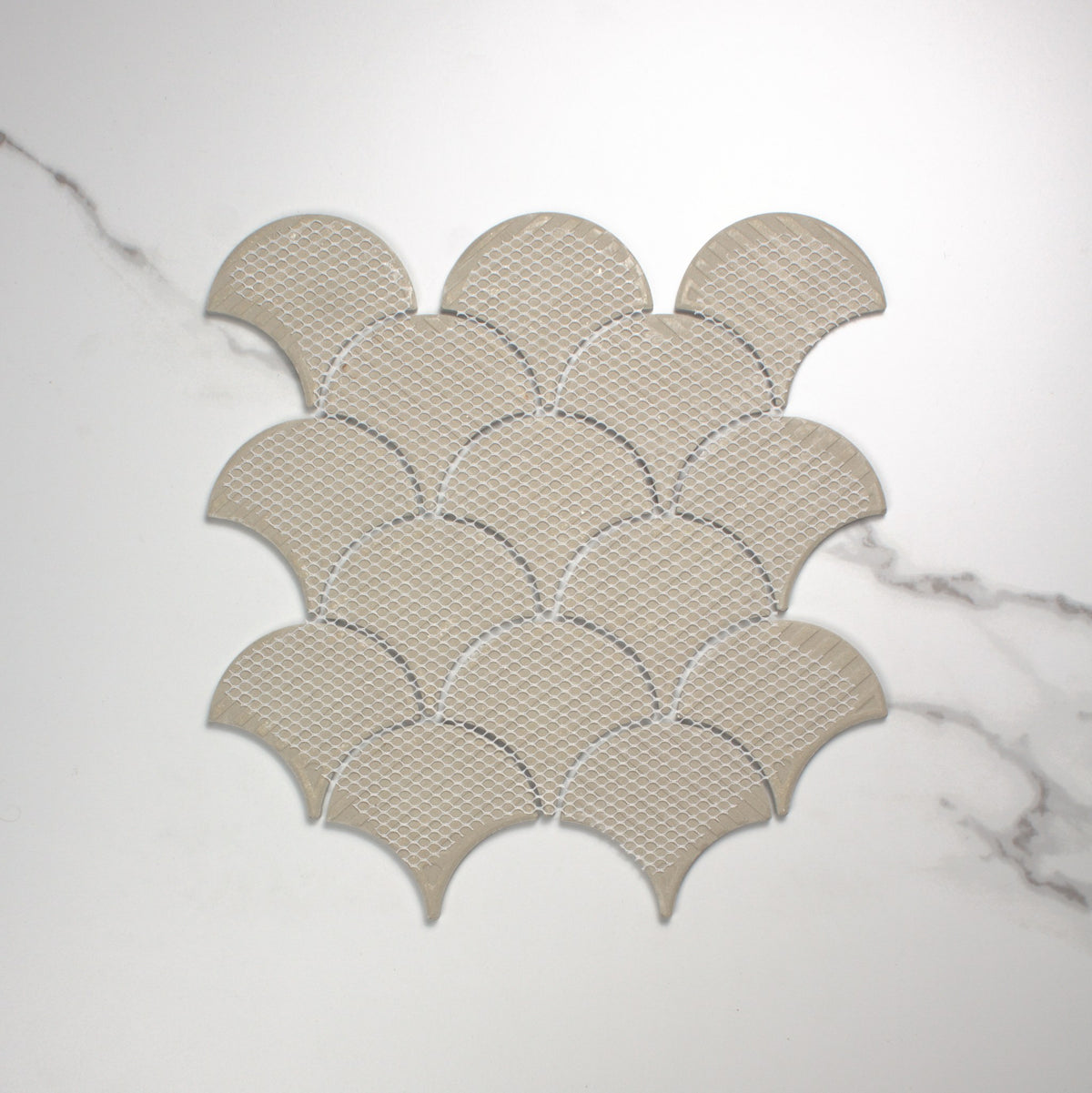 Carrara Look Matt Porcelain Glazed Fishscale 95x87mm top view