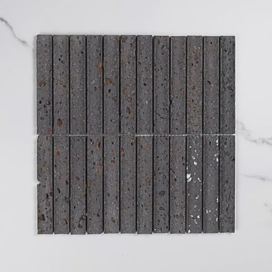 Elementa Travertine Black Concave Mosaic 23x148mm tile video