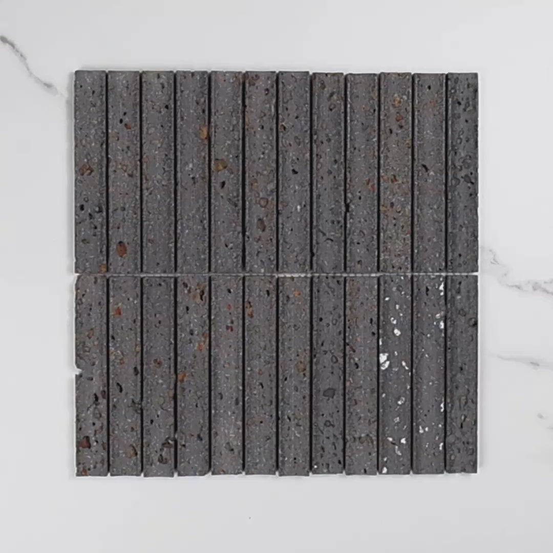 Elementa Travertine Black Concave Mosaic 23x148mm tile video