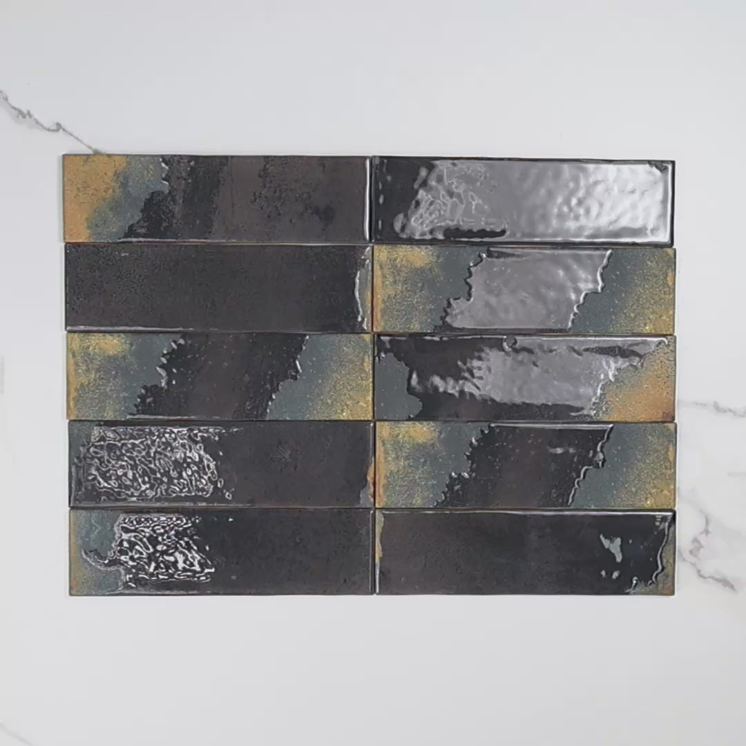 Granadella Carbon Gloss 64x223mm tile video