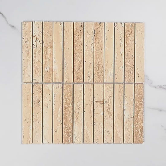 Elementa Travertine Ivory Finger Mosaic 23x148mm tile video