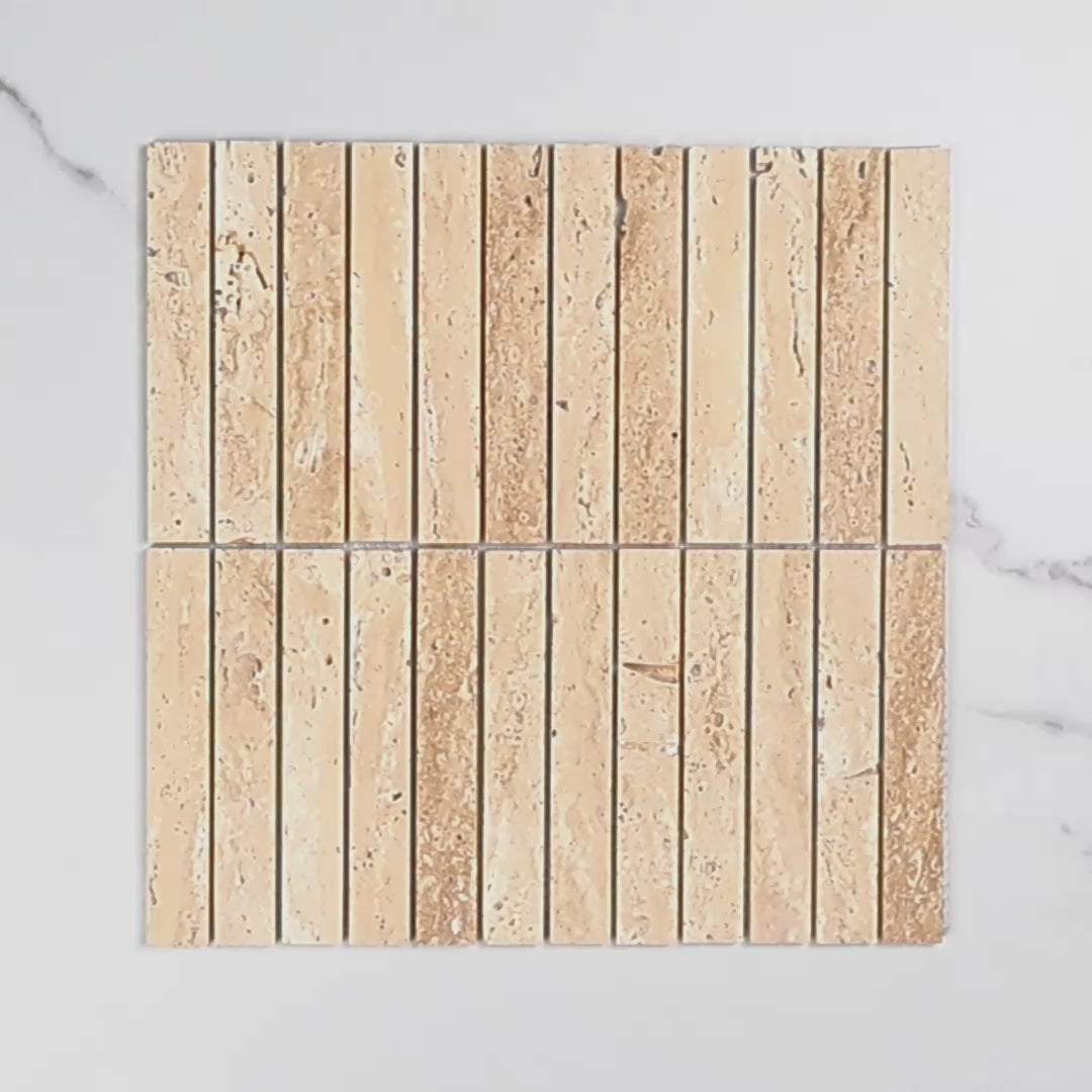 Elementa Travertine Ivory Finger Mosaic 23x148mm tile video