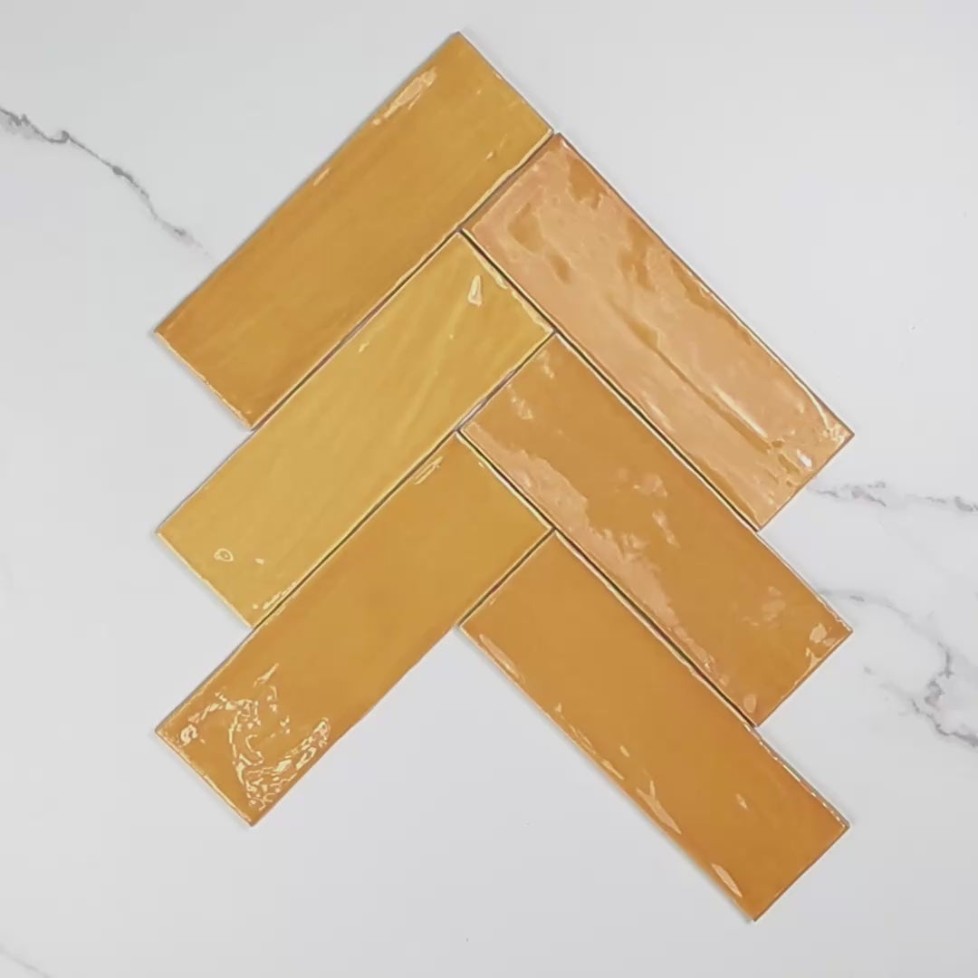Tabarca Miel Gloss 75x230mm tile video
