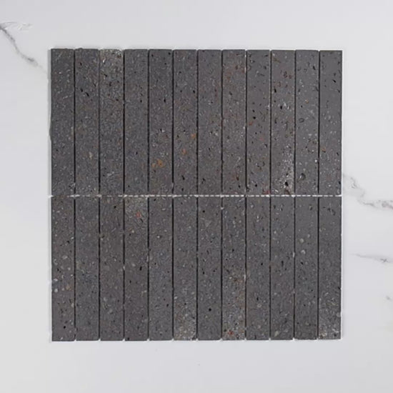 Elementa Travertine Black Finger Mosaic 23x148mm tile video