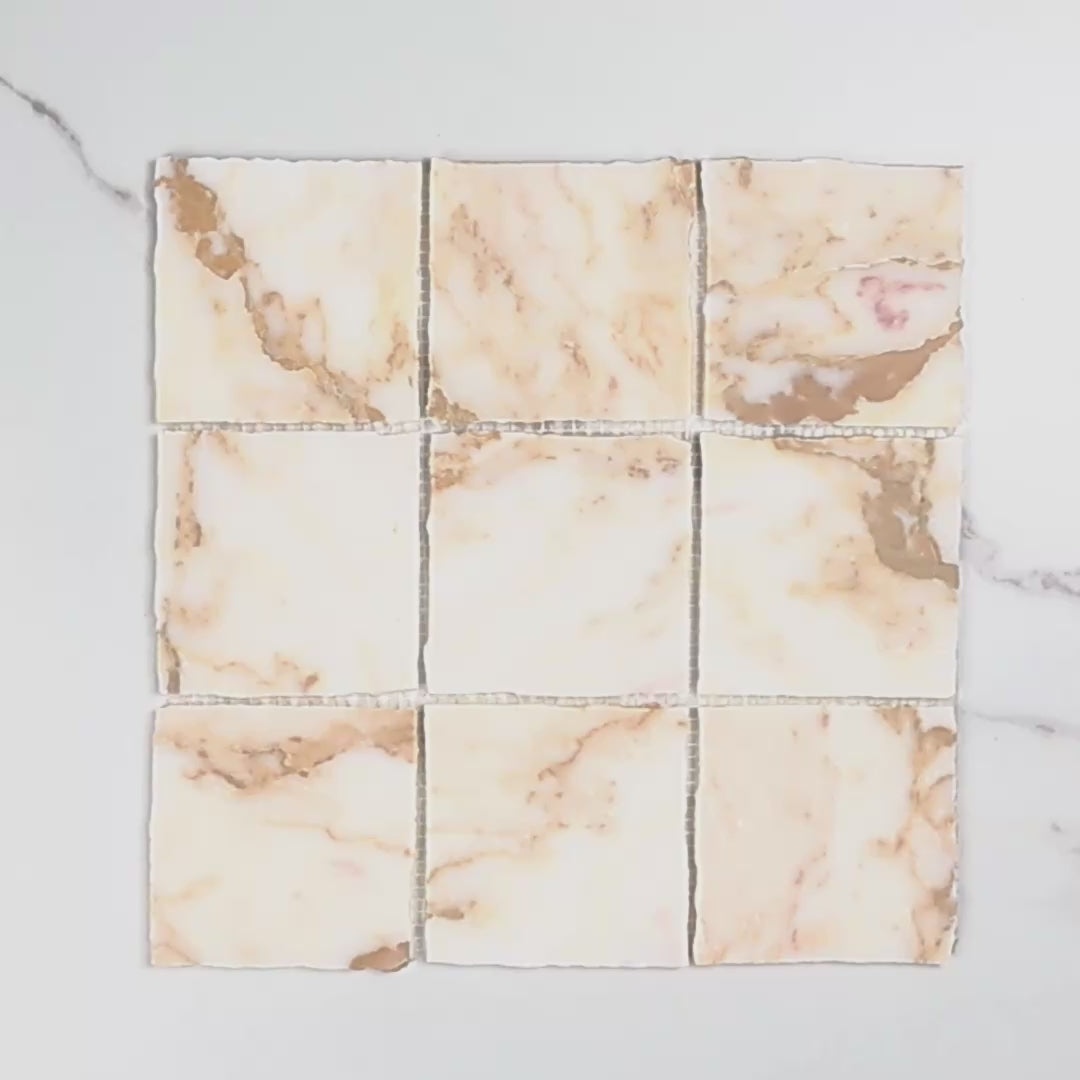 Elementa Calacatta Gold Mosaic 100x100mm tile video
