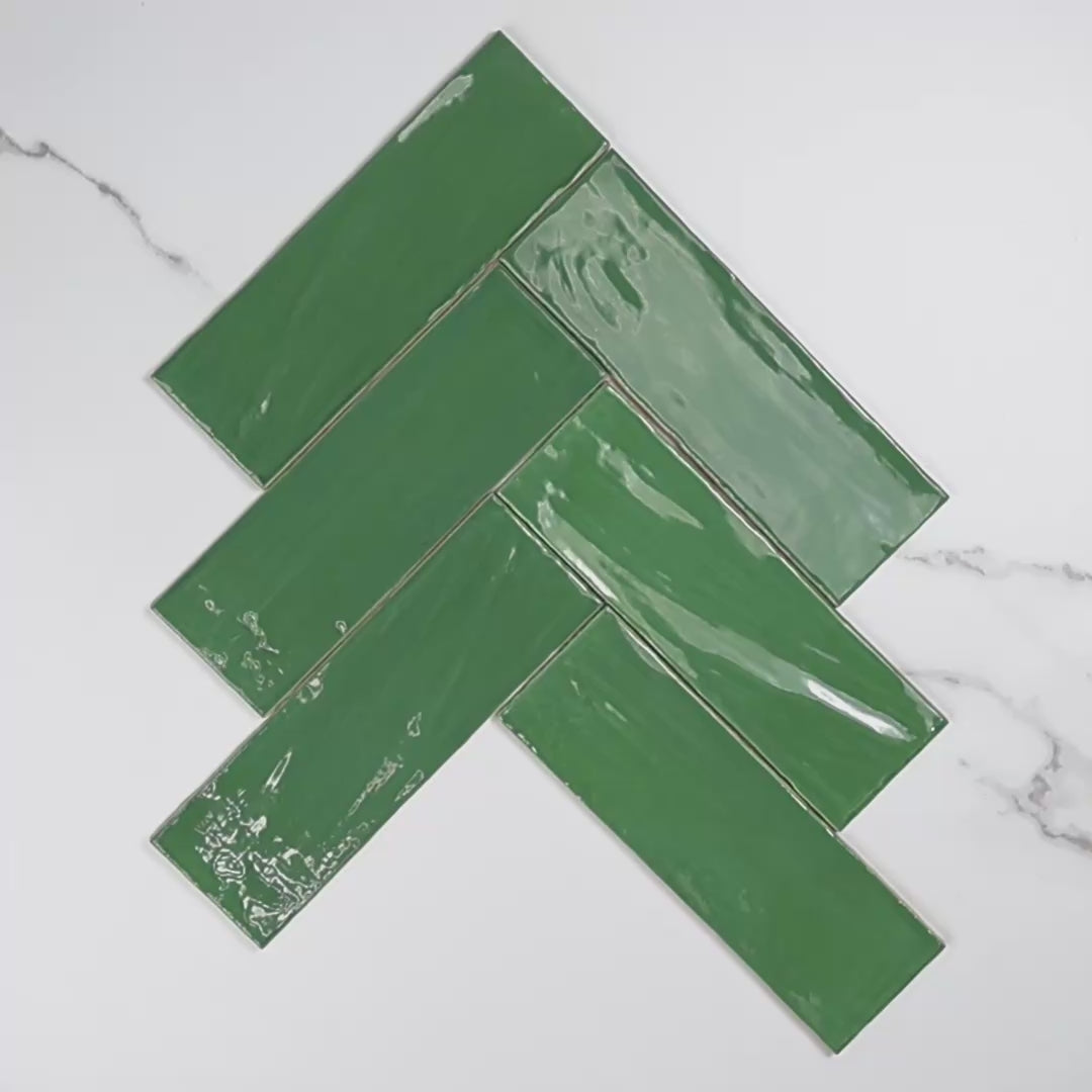 Tabarca Verde Gloss 75x230mm tile video