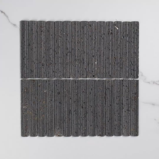 Elementa Travertine Black Fluted Mosaic 20x148mm tile video