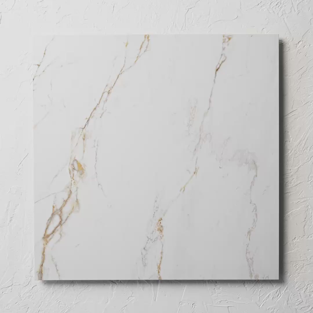 Calacatta Vagli Matt 600X600Mm 1 tile shown in hand