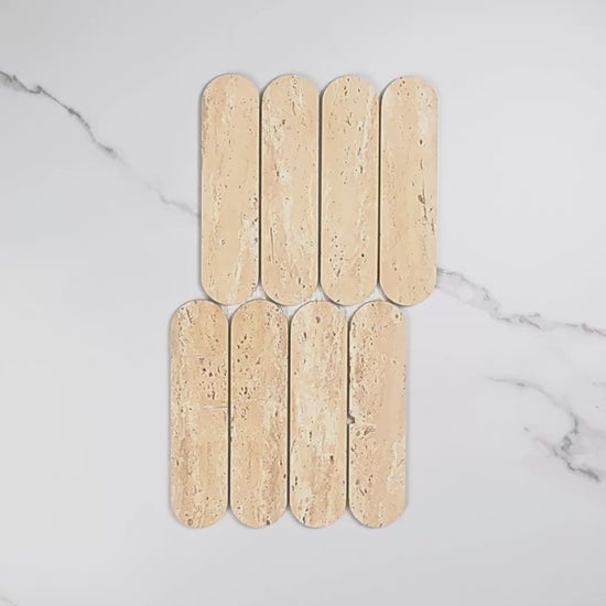 Elementa Travertine Ivory Cylinder Mosaic 50x198mm tile video