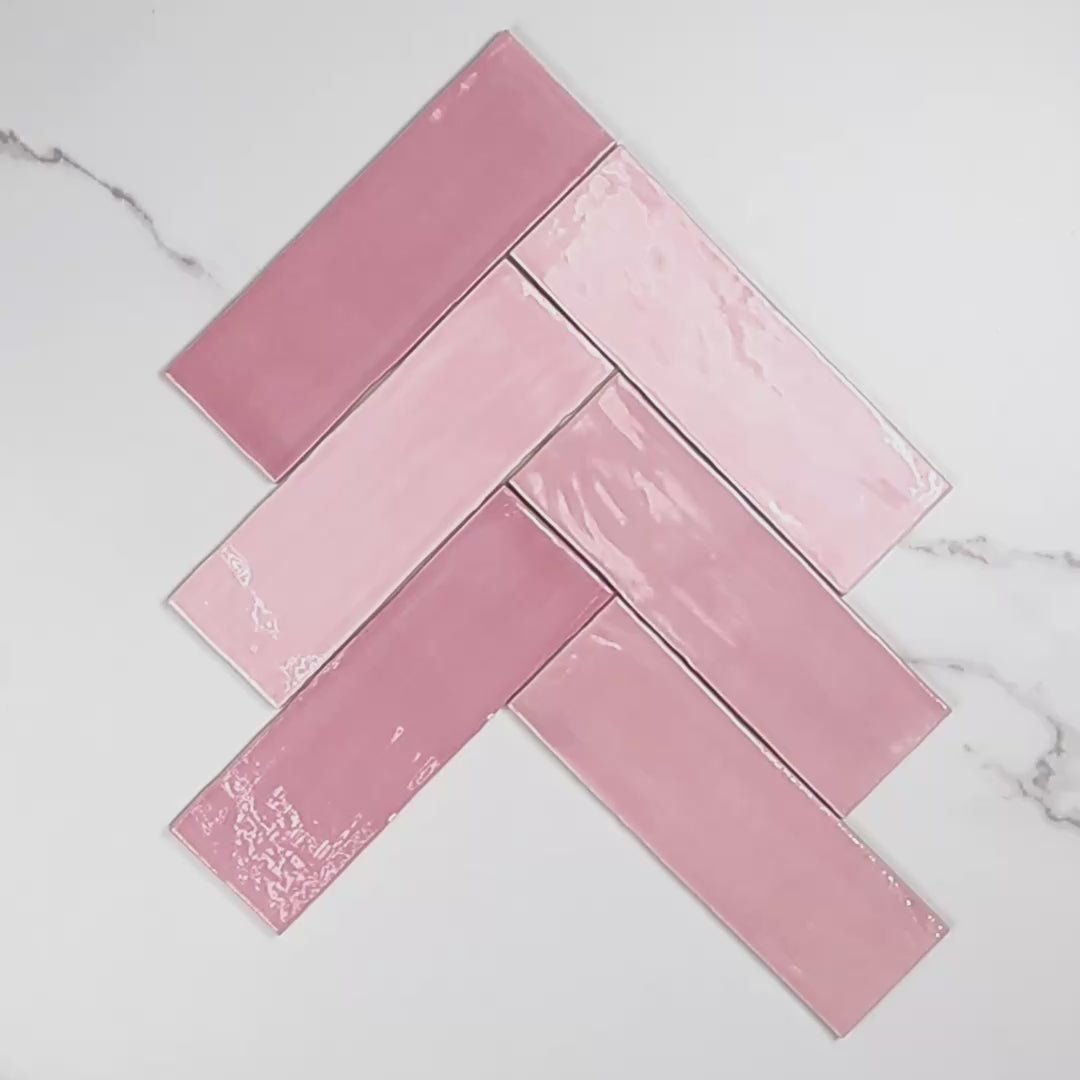 Tabarca Rosa Gloss 75x230mm tile video
