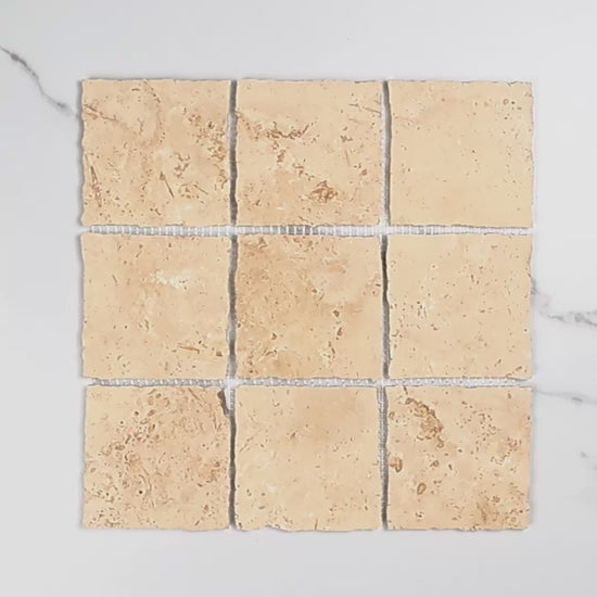 Elementa Travertine Ivory Mosaic 100x100mm tile video