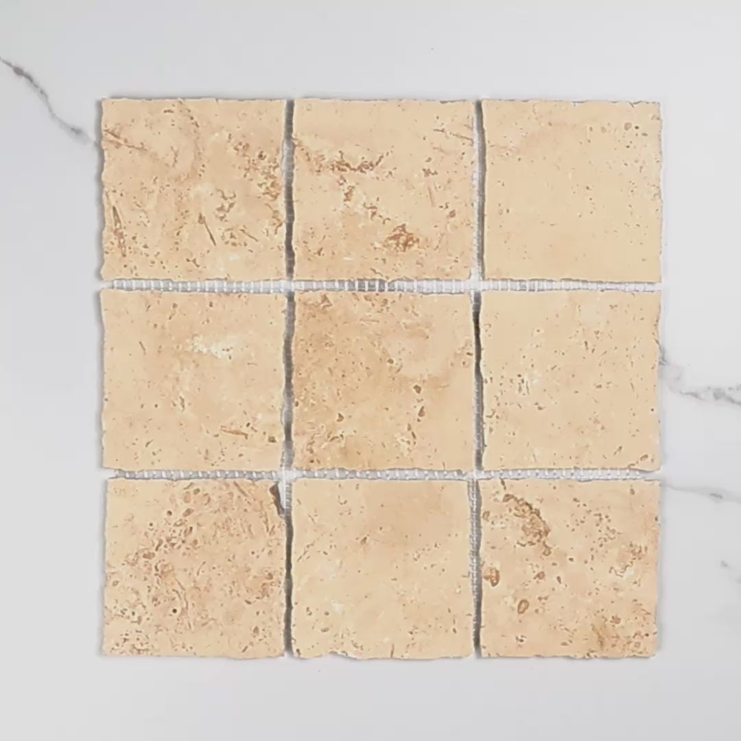 Elementa Travertine Ivory Mosaic 100x100mm tile video