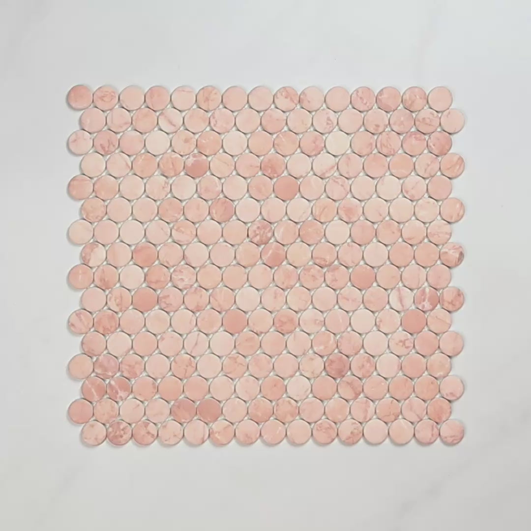 Boutique Rossa Crema Recycled Glass Penny Round 290x315mm tile video