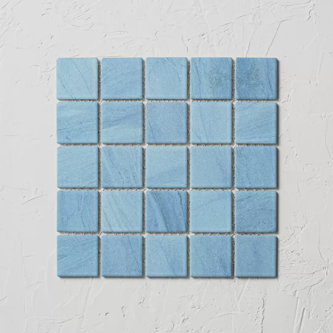 Carrera Aqua Mosaic Sheet 303X303Mm tile shown in hand