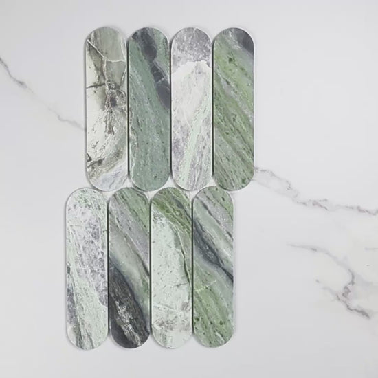 Elementa Cloud Emerald Cylinder Mosaic 50x198mm tile video