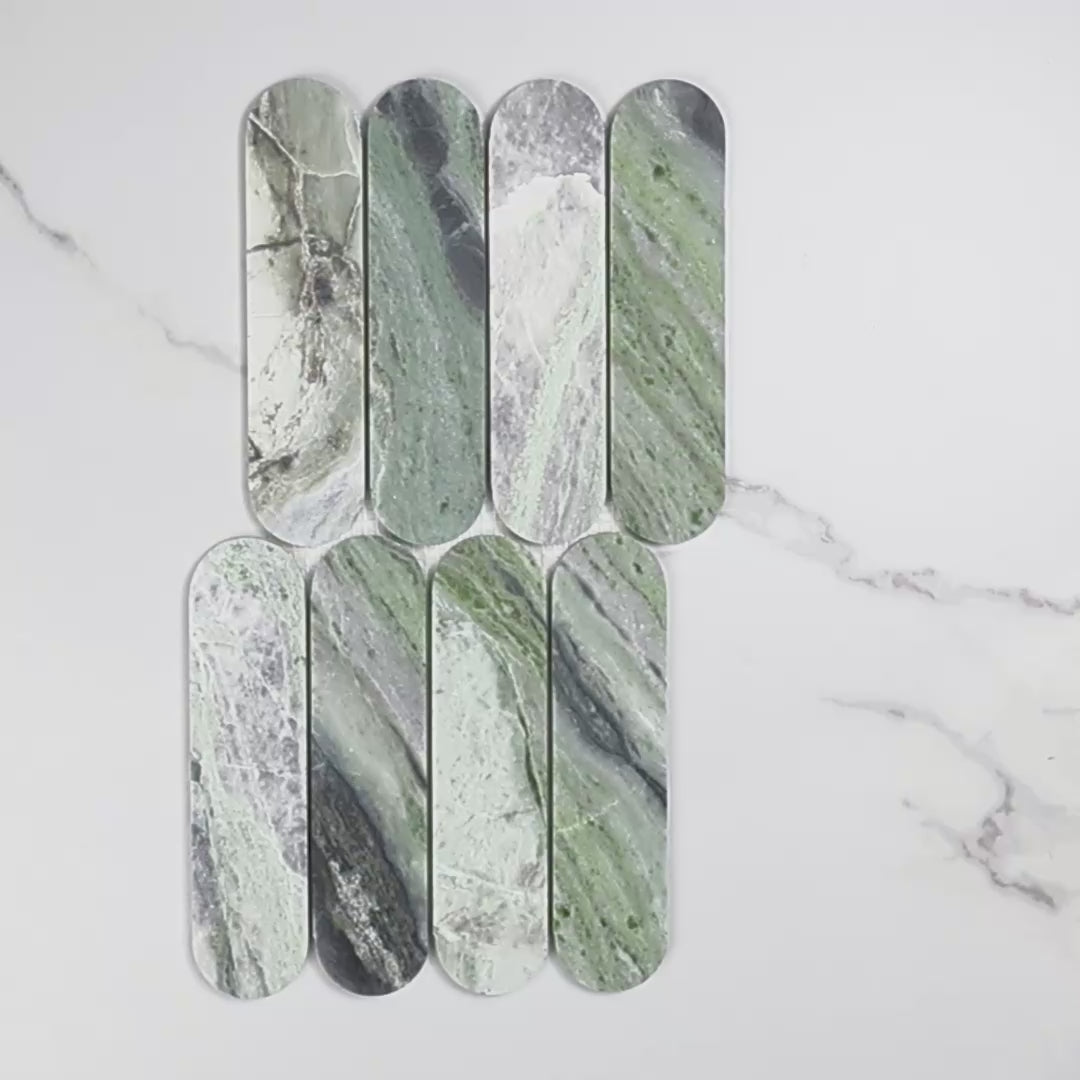 Elementa Cloud Emerald Cylinder Mosaic 50x198mm tile video