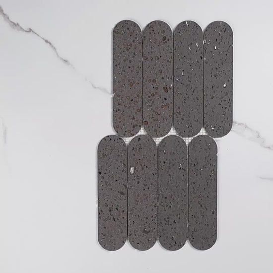 Elementa Travertine Black Cylinder Mosaic 50x198mm tile video