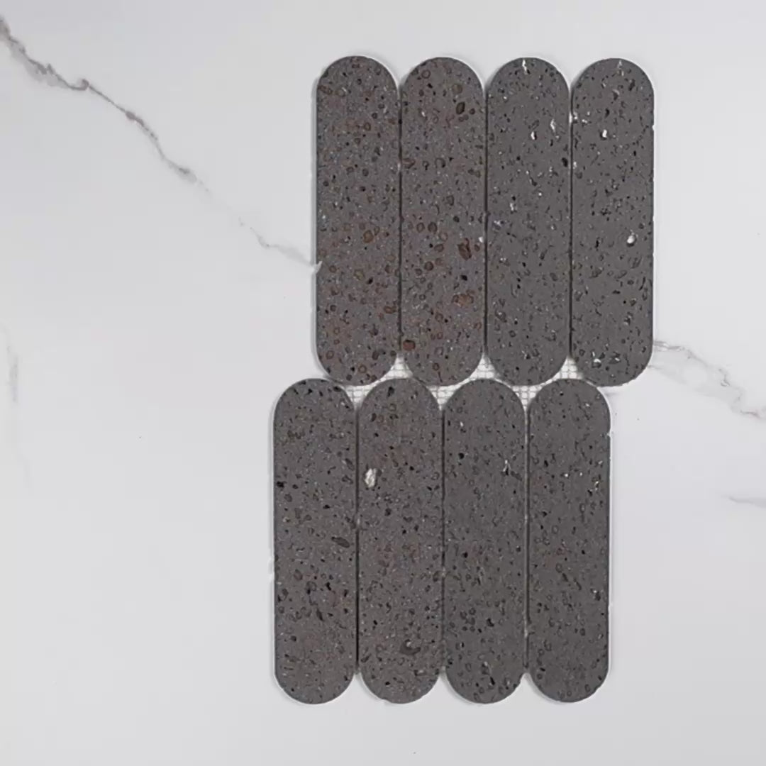 Elementa Travertine Black Cylinder Mosaic 50x198mm tile video