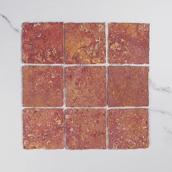 Elementa Travertine Red Mosaic 100x100mm tile video