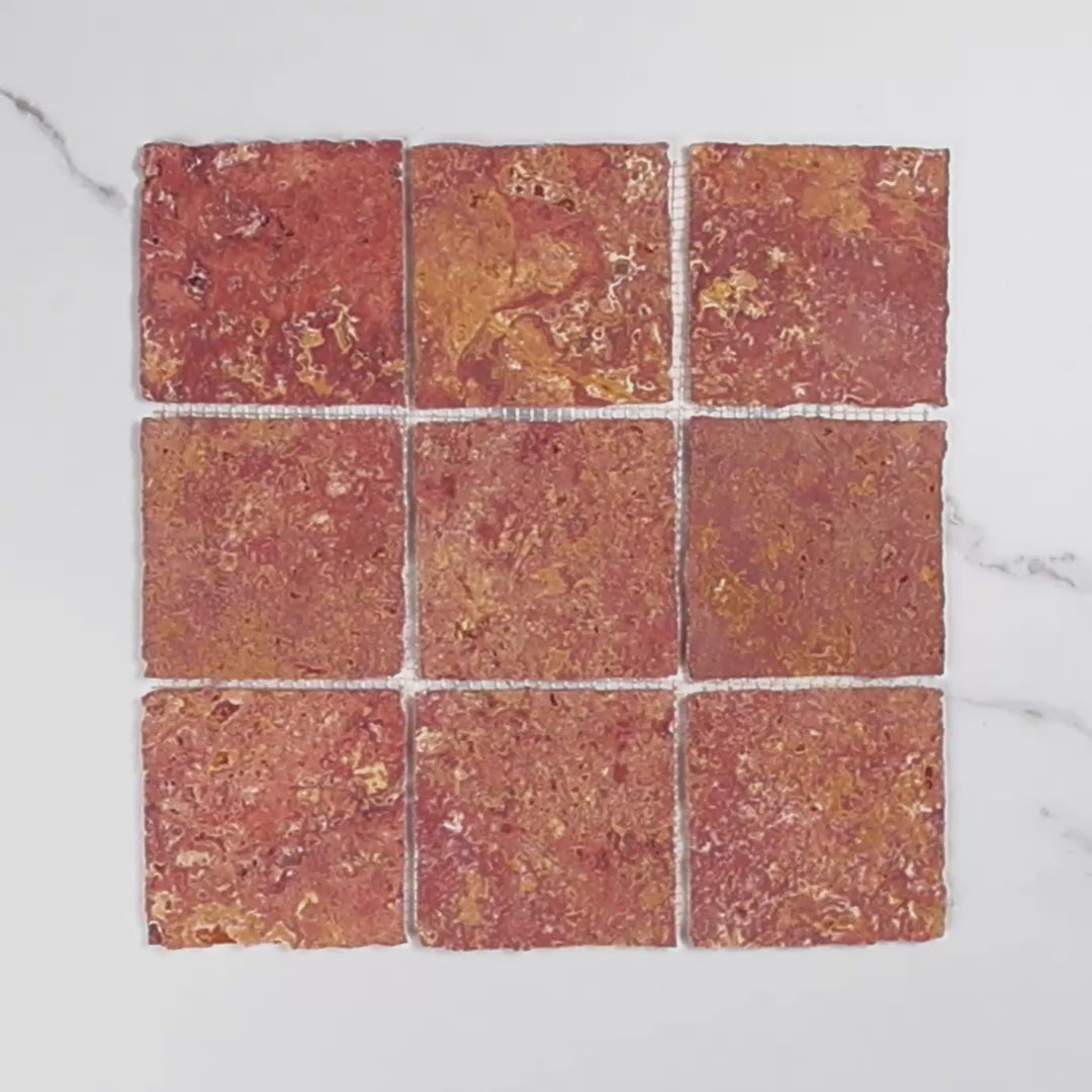Elementa Travertine Red Mosaic 100x100mm tile video