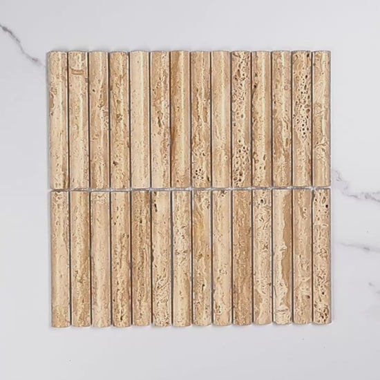 Elementa Travertine Ivory Fluted Mosaic 20x148mm tile video