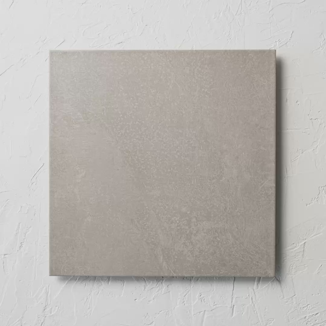 Castle Light Grey Matte 450X450Mm tile shown in hand