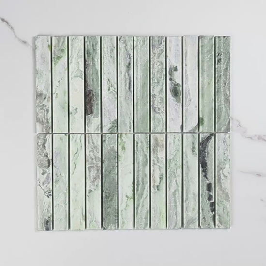 Elementa Cloud Emerald Concave Mosaic 23x148mm tile video
