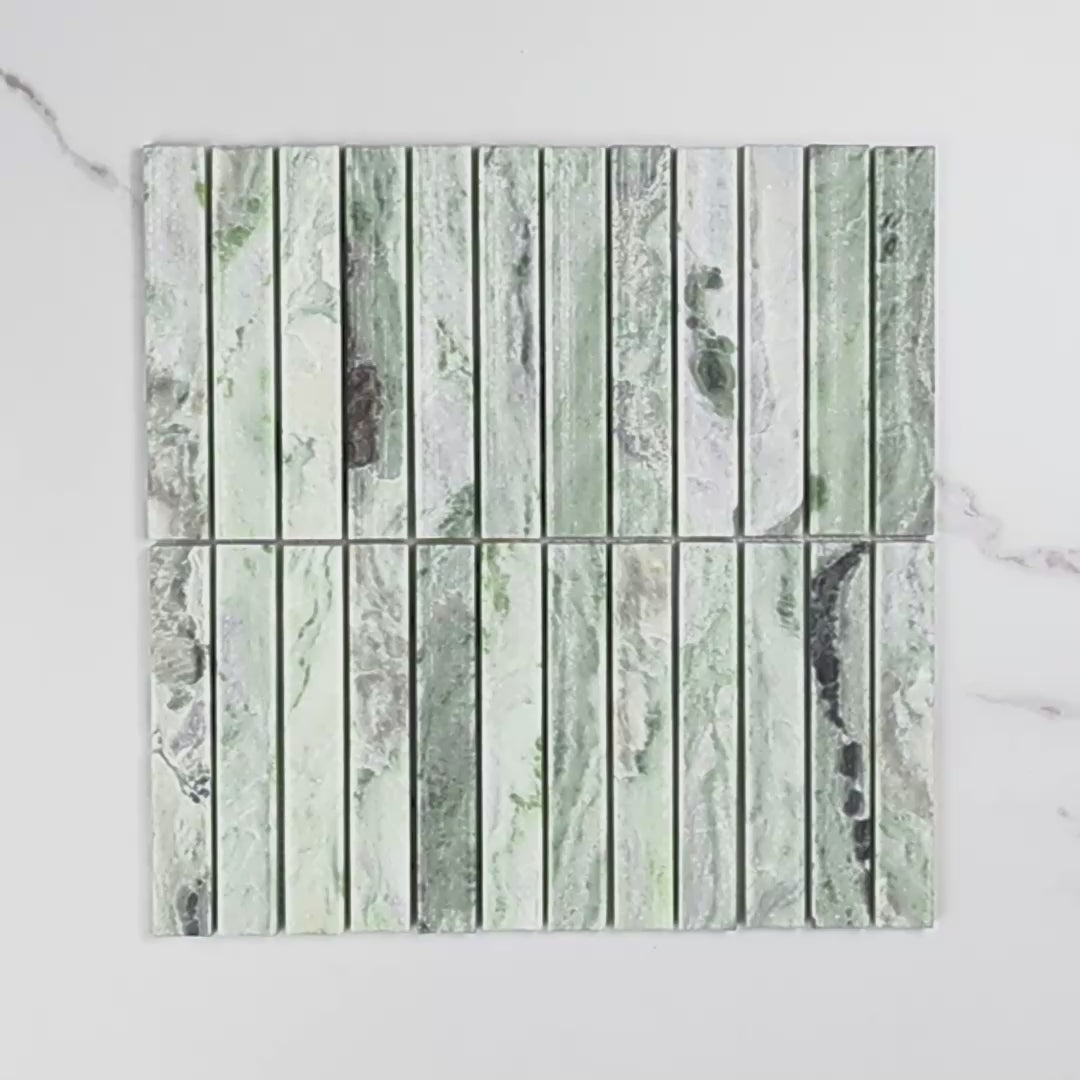 Elementa Cloud Emerald Concave Mosaic 23x148mm tile video