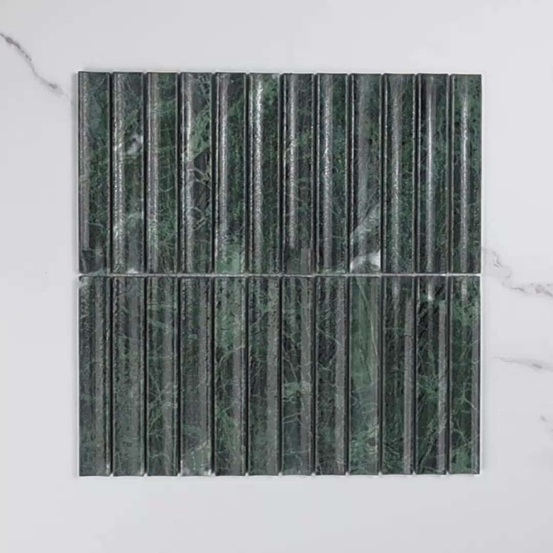 Elementa Verdi Alpi Concave Mosaic 23x148mm tile video