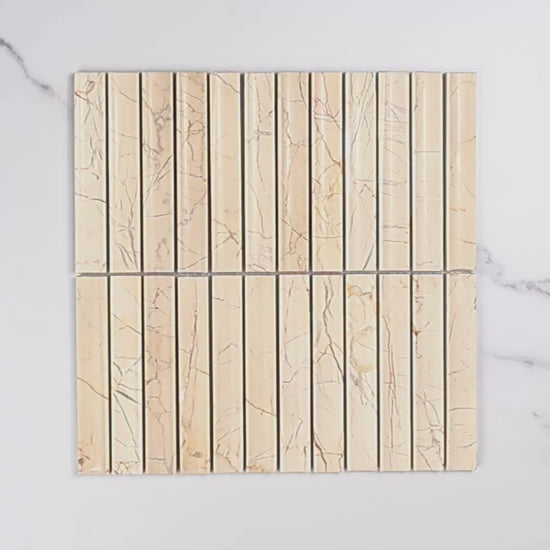 Elementa Cream Block Concave Mosaic 23x148mm tile video