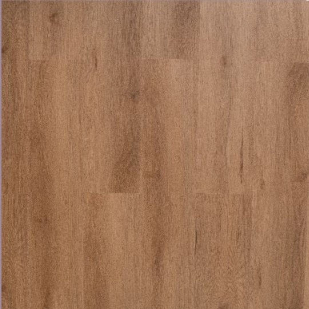 Close-up texture shot of Raw Neutral Elegant SPC Hybrid 6.5mm Flooring 5+1.5mm showing warm medium-brown wood grain with subtle natural variation.