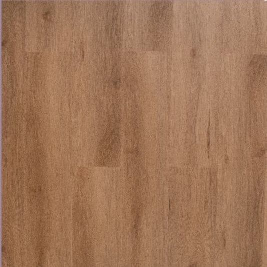 Close-up texture shot of Raw Neutral Elegant SPC Hybrid 6.5mm Flooring 5+1.5mm showing warm medium-brown wood grain with subtle natural variation.