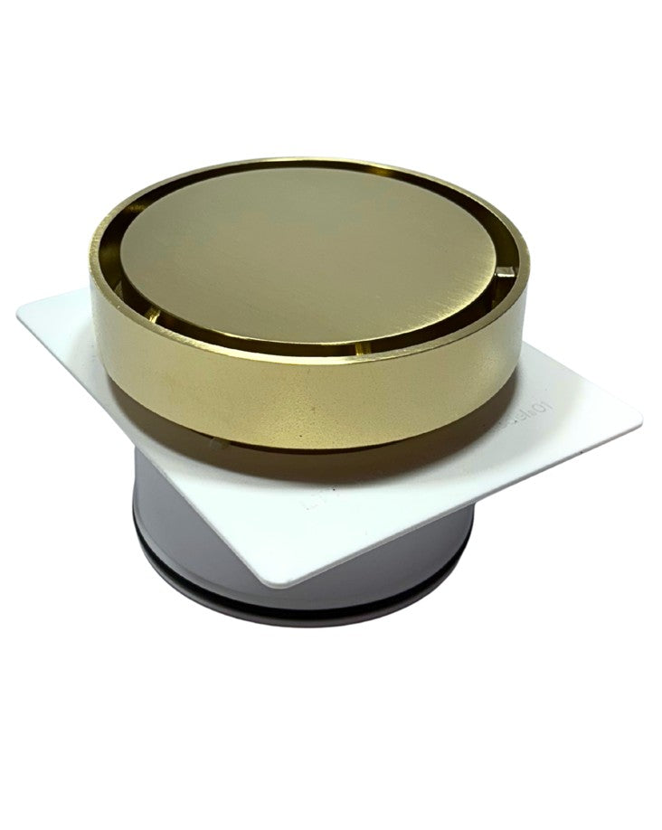 Round Tile Insert Floor Waste with Puddle Flange Gold 80mm Outlet 120mm