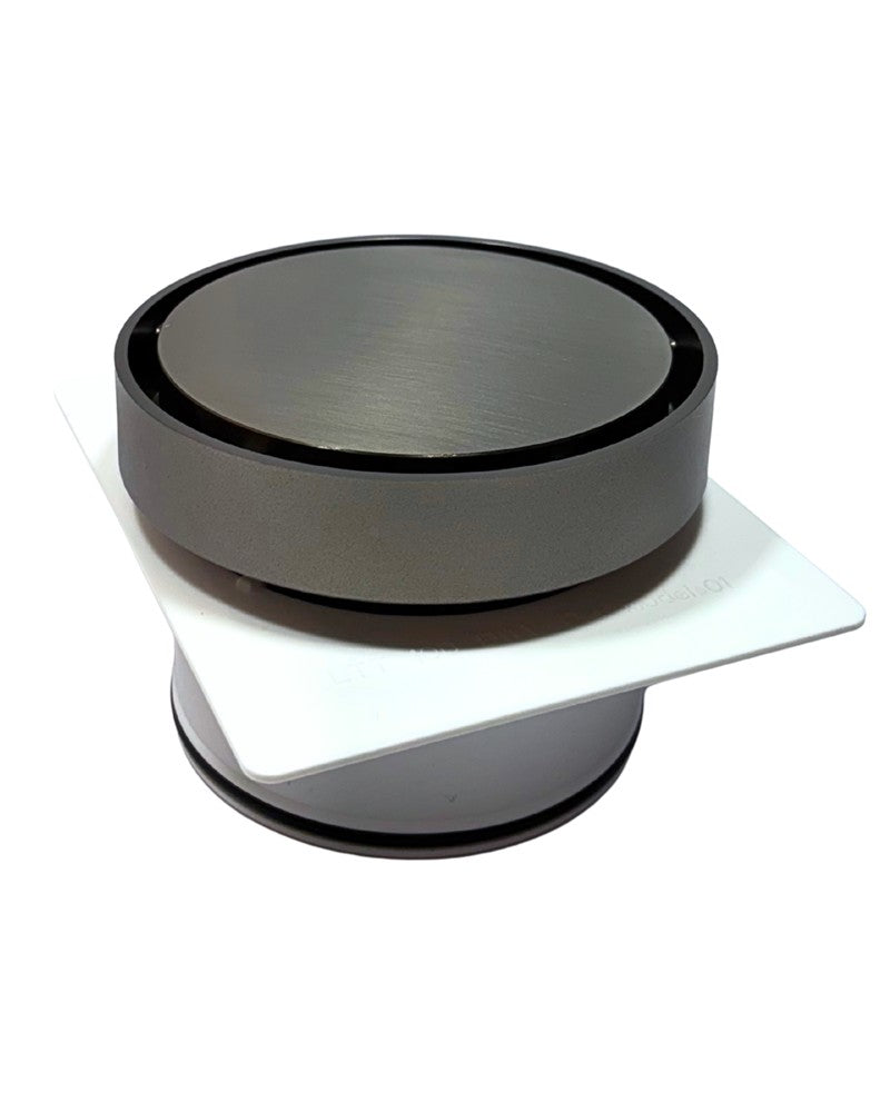 Round Tile Insert Floor Waste with Puddle Flange Gun Metal 100mm Outlet 120mm